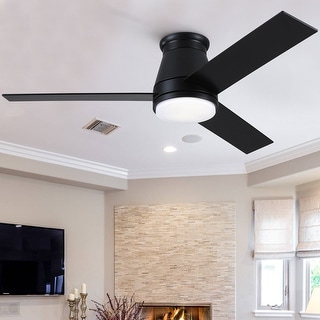 48" Black Lowe Profile Ceiling Fan with Light for Living Room - Bed ...